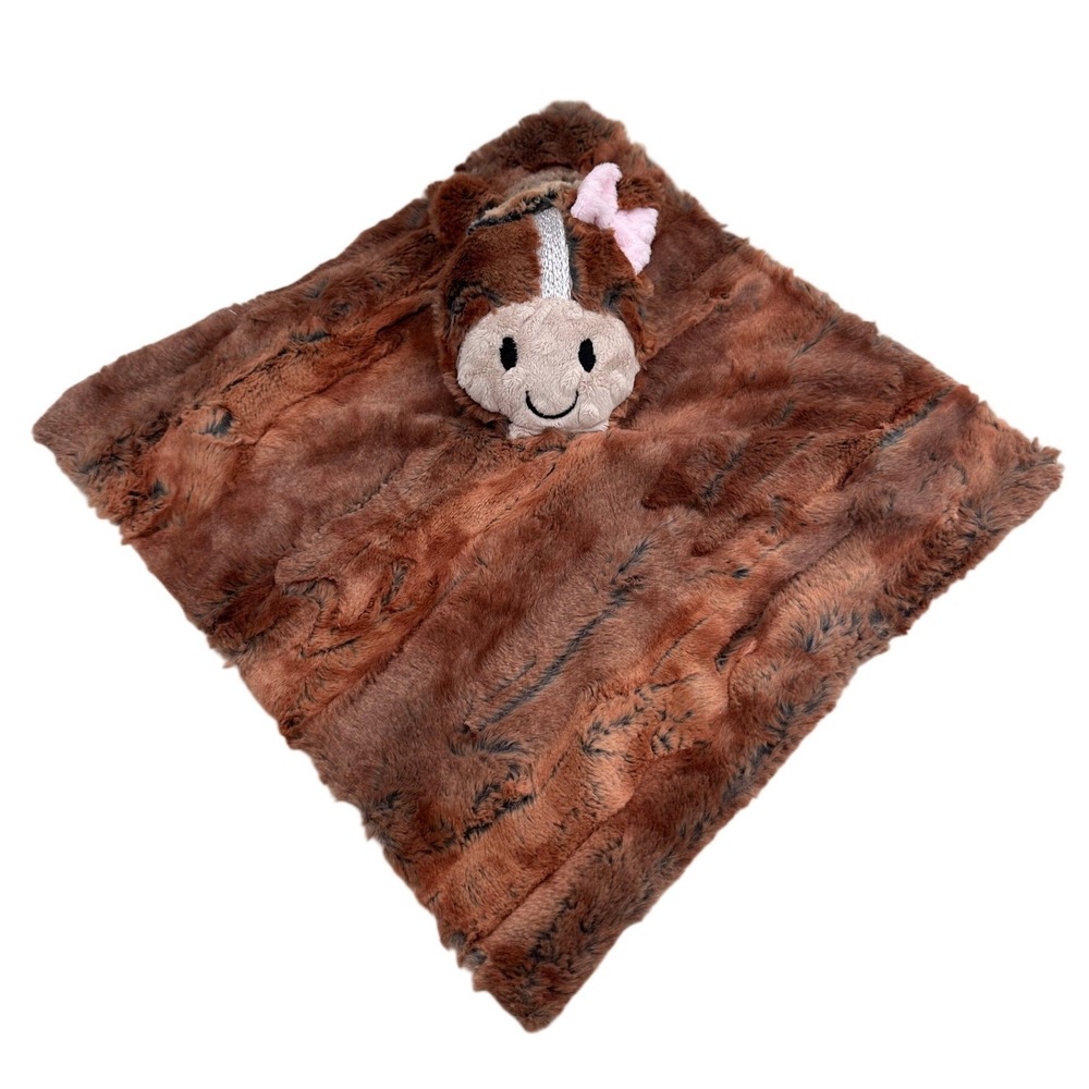 Woodland Girl Horse Pony Lovey Security Blanket Faux Fur Minky Nursery Luxe Farm